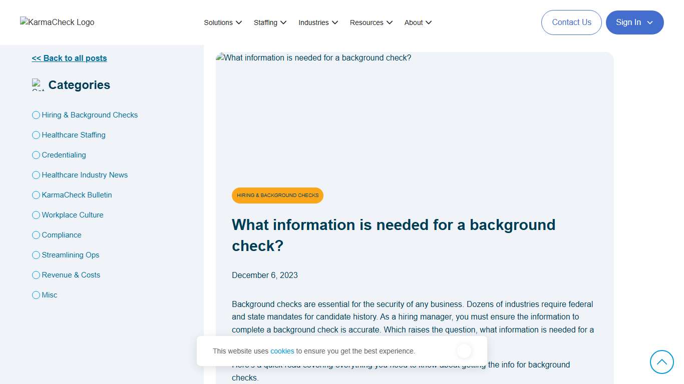 What information is needed for a background check? KarmaCheck